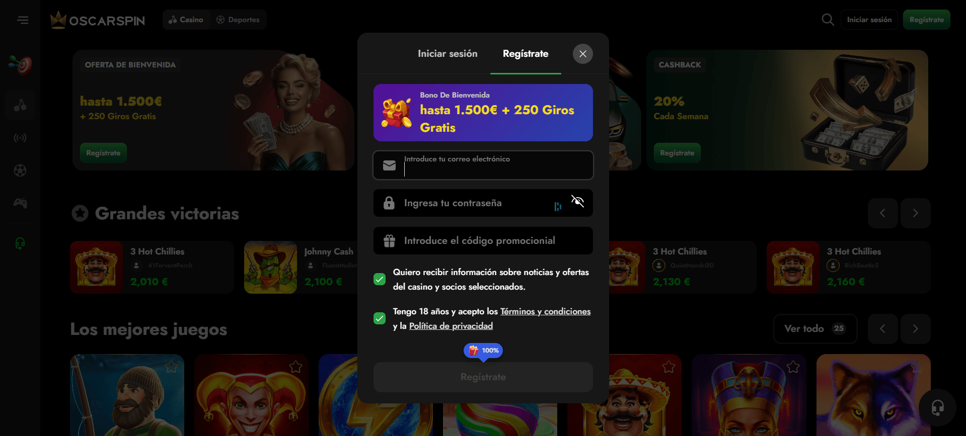 resgistrate casino Oscarspin