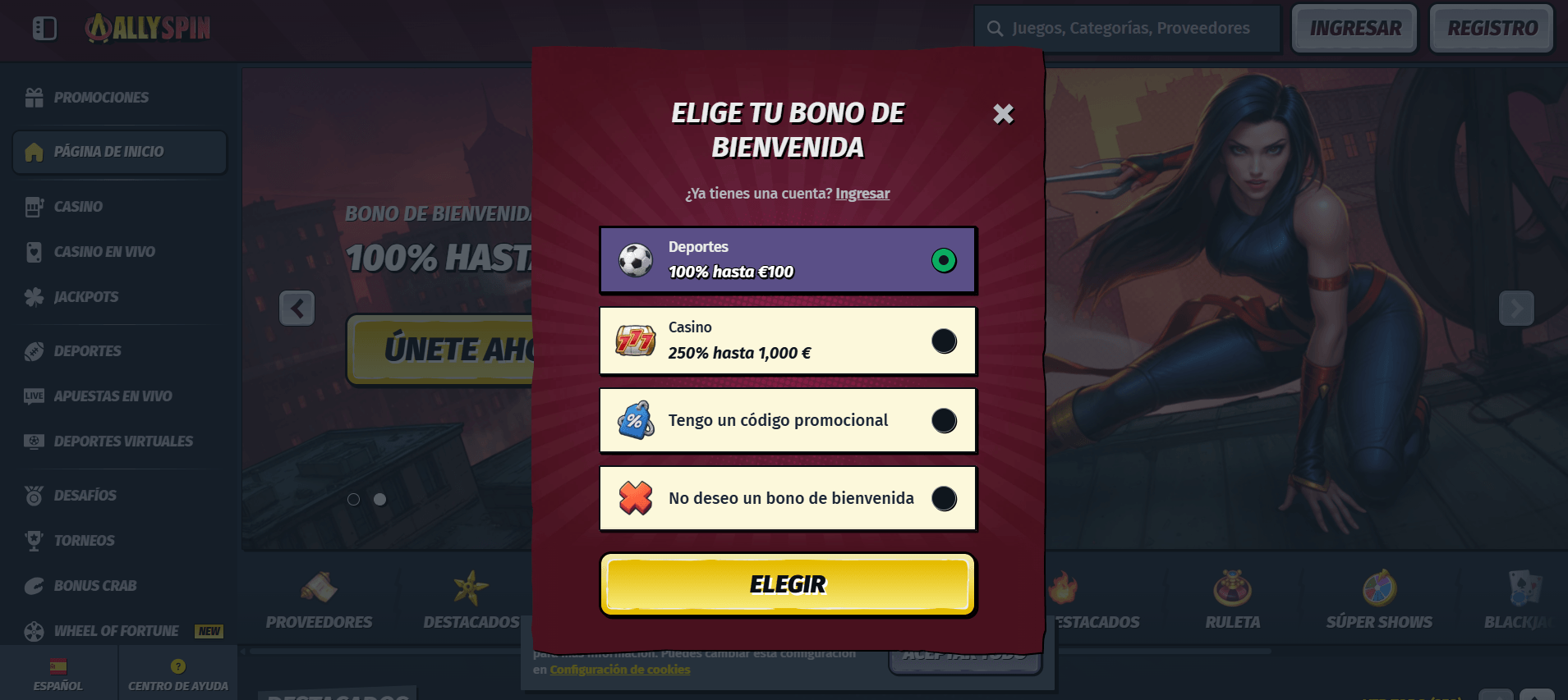 Allyspin casino registro