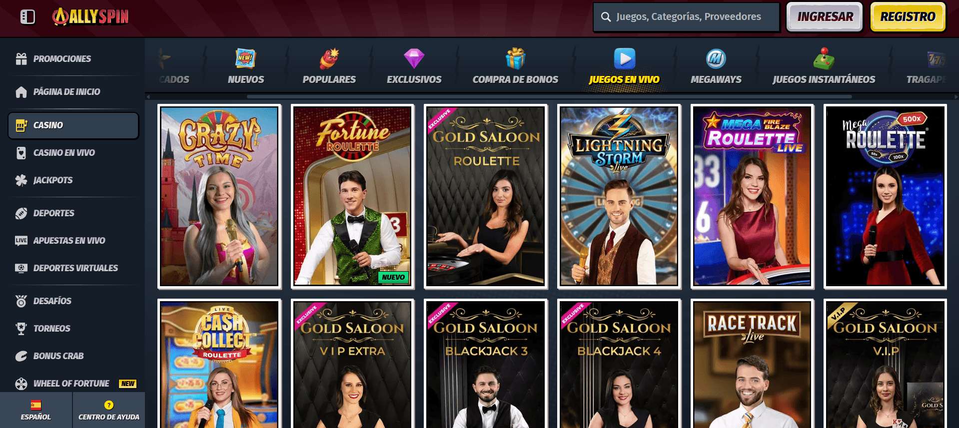 Allyspin casino juegos en vivo