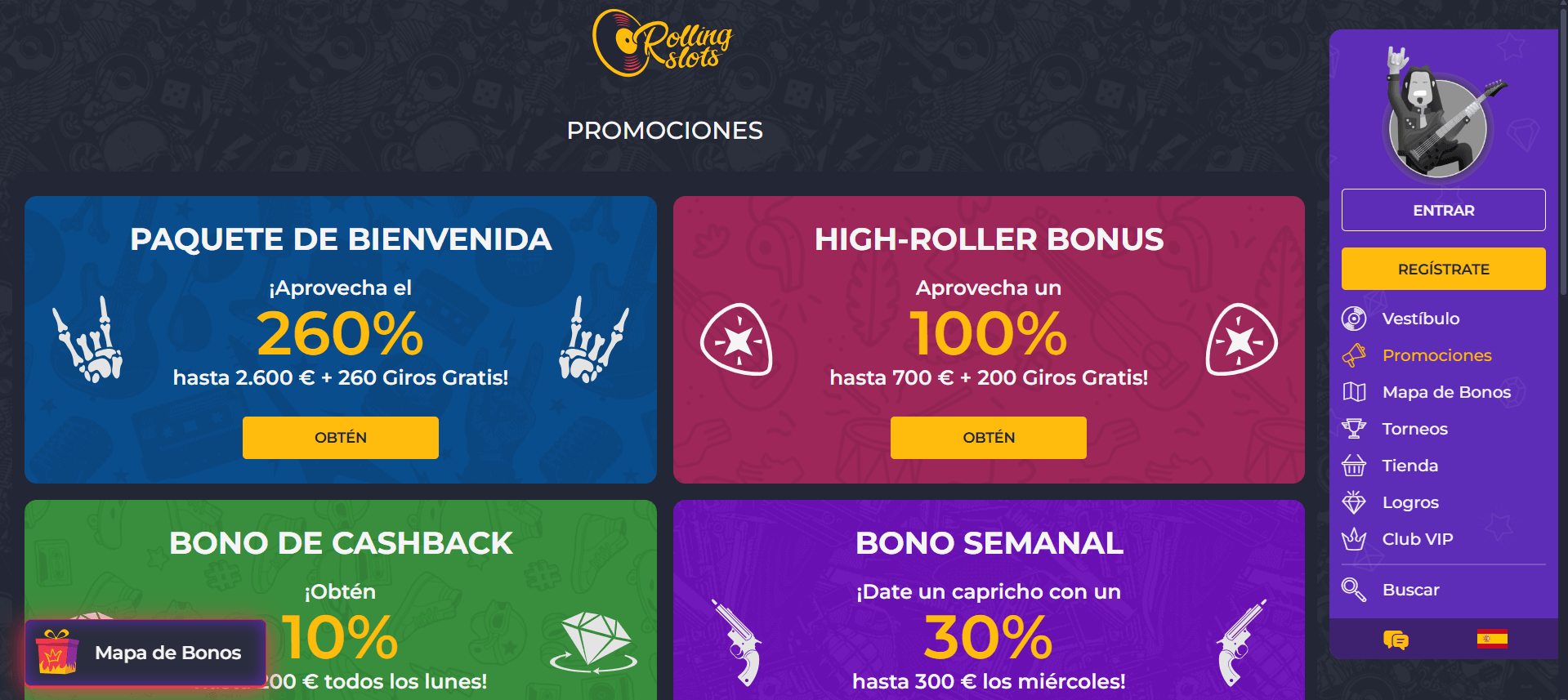 Registrate Rollingslots casino