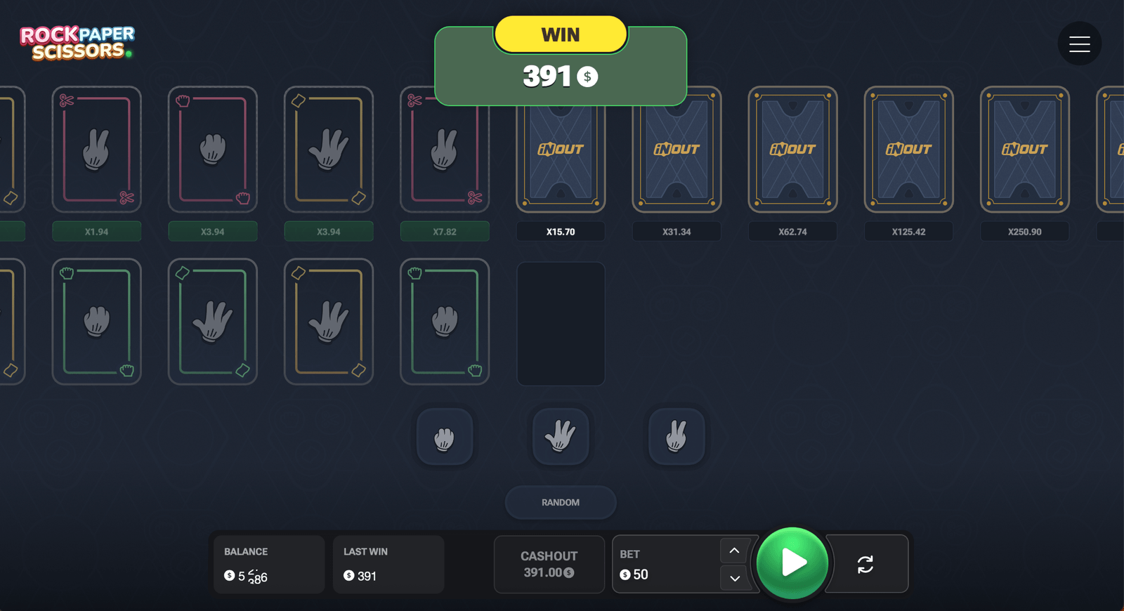 Rock Paper Scissors ganancias